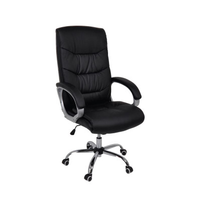 CF6400 Πολυθρόνα Διευθυντή Μέταλλο Χρώμιο, PU Μαύρο